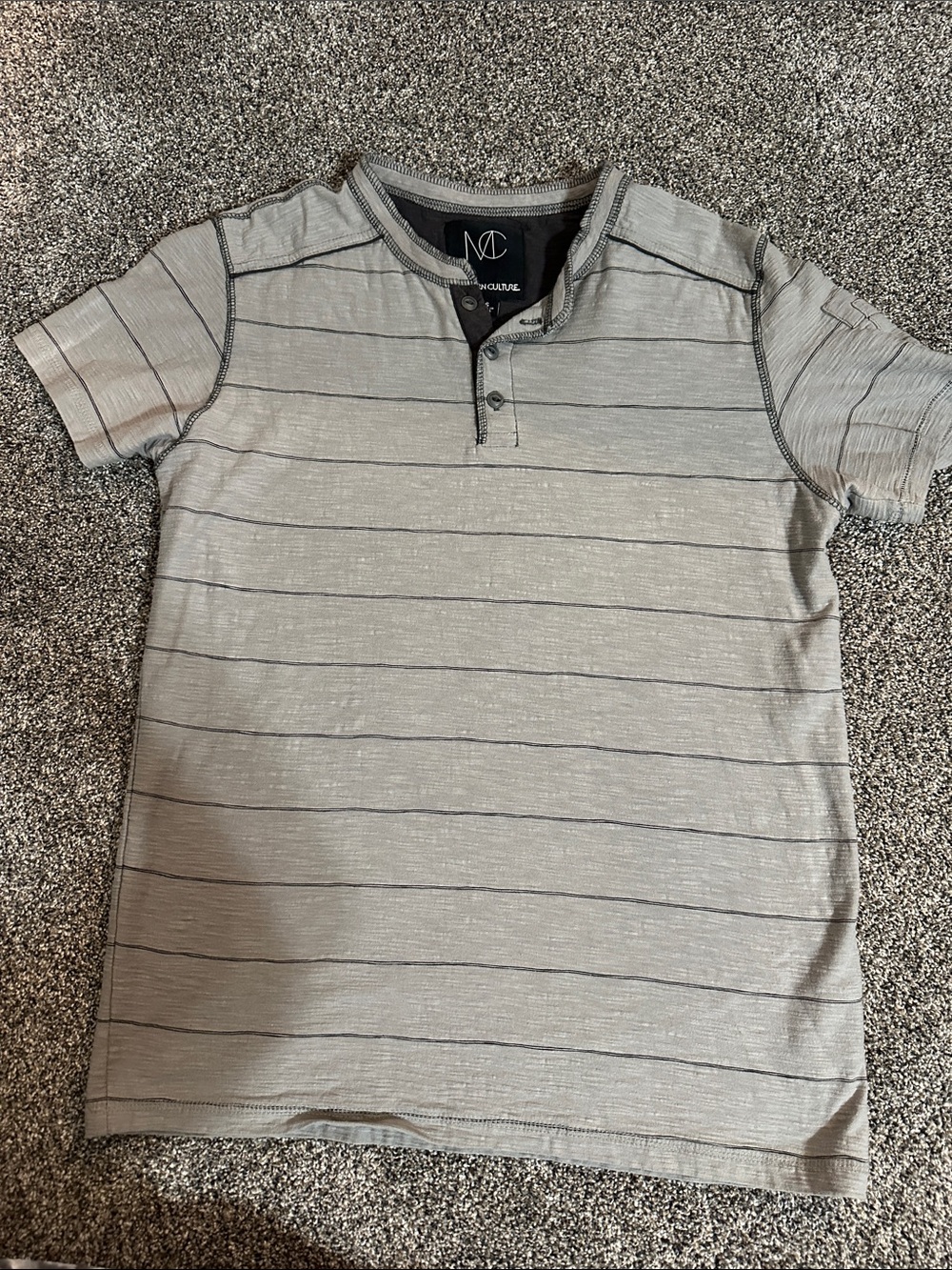 Modern Gray Striped Henley Polo Shirt